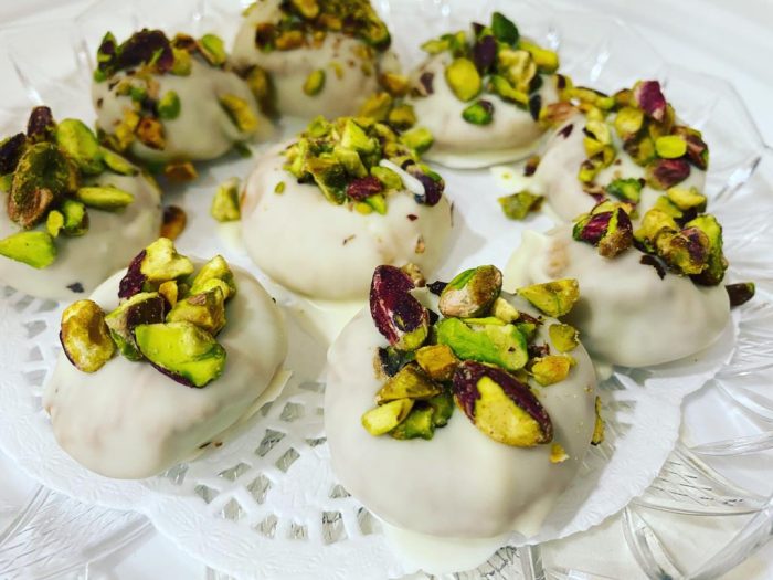 Fichi al cioccolato bianco e pistacchio